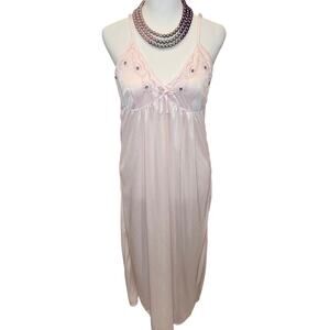 Sinderella vintage babydoll slip dress lingerie nightgown pink bling medium